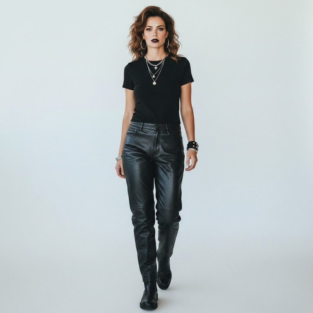 Wilsons Leather Maxima Women's Black High Waisted Straight Leg Leather Pants 6